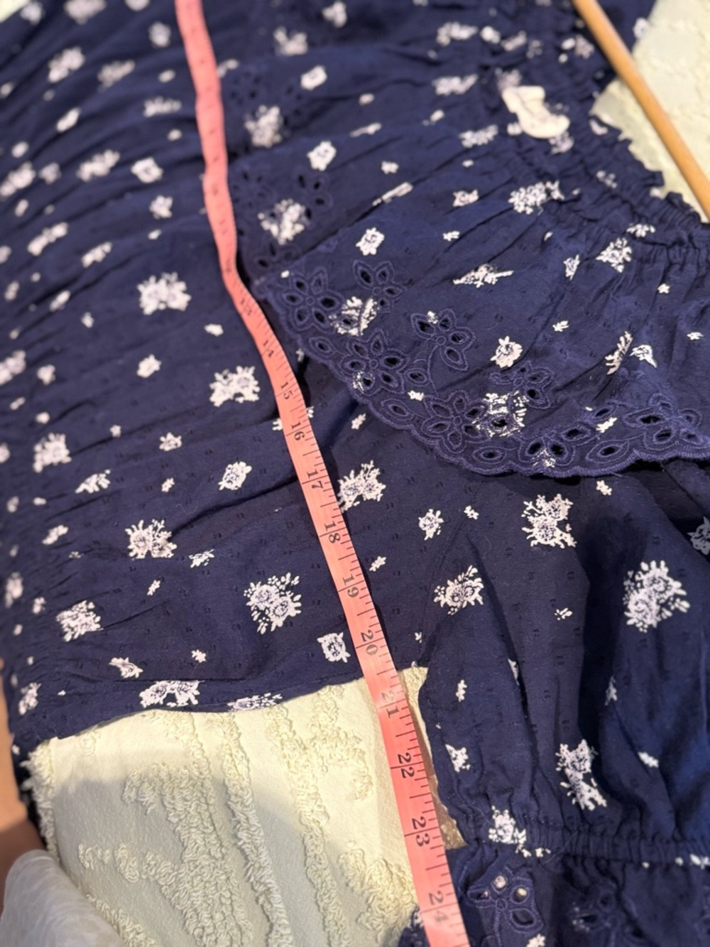 Universal Thread Navy Floral Ruffle Peasant Top - Picture 9 of 9